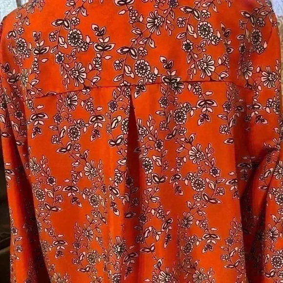Daniel Rainn Anthropologie Red Floral Peasant 3/4 sleeve v neck size large - Picture 7 of 10